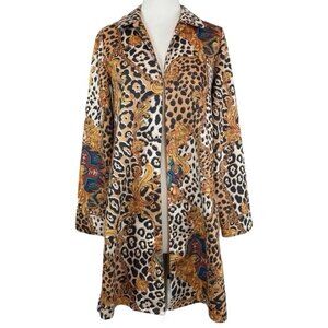 IMAN Southwestern Leopard Cheetah Print Cardigan Jacket Gold Tan Black Size XS